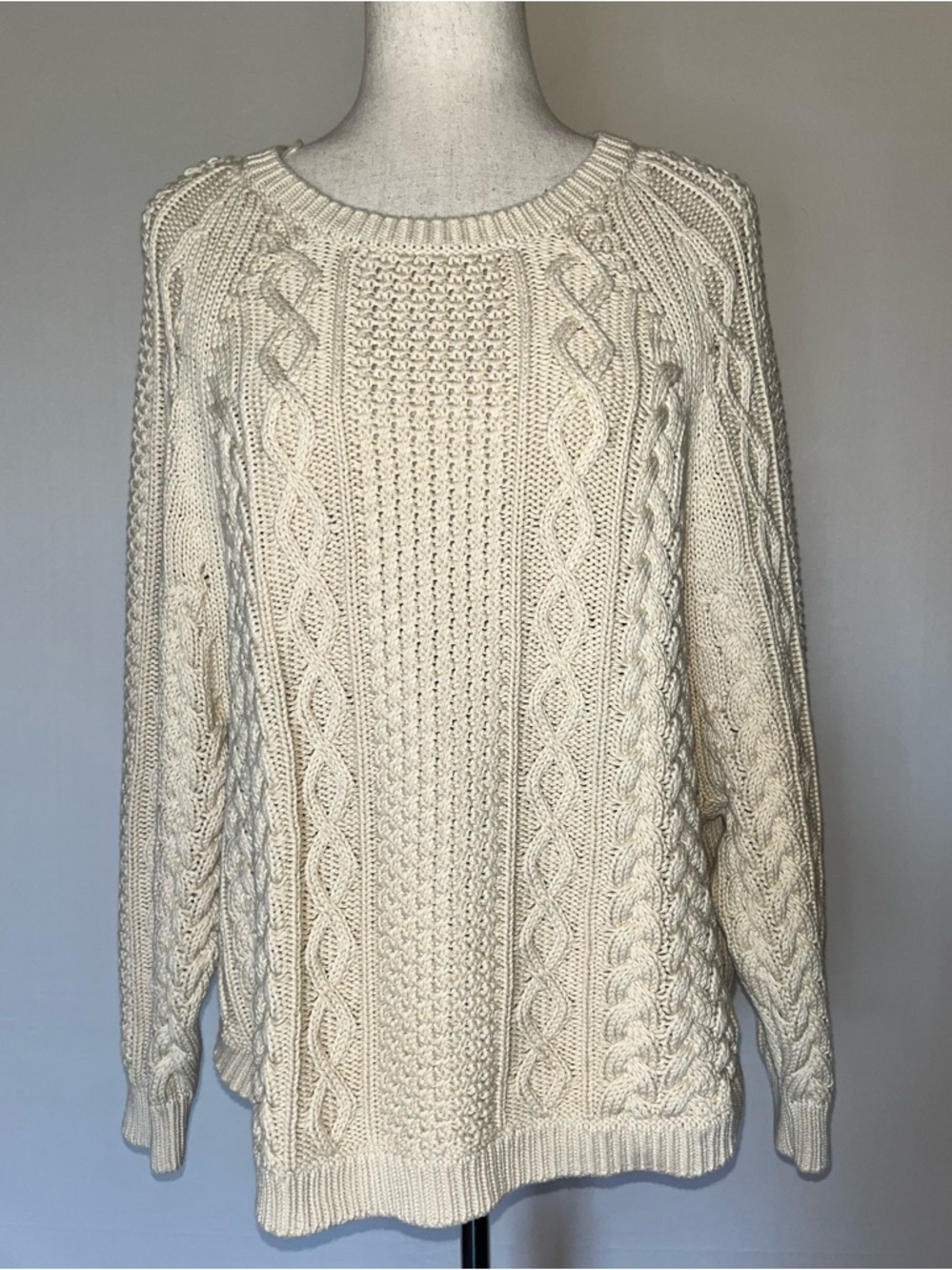 Michael Kors Cable Knit Crewneck Dolman Sleeve Sweater Size L